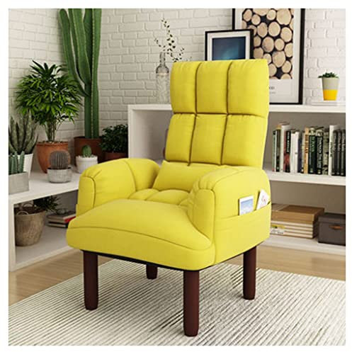 Mid Century Moderner gelber gepolsterter Chaiselongue-Sessel für Schlafzimmer, Wohnzimmer, Büro, bequemer Lesesessel, Sofa