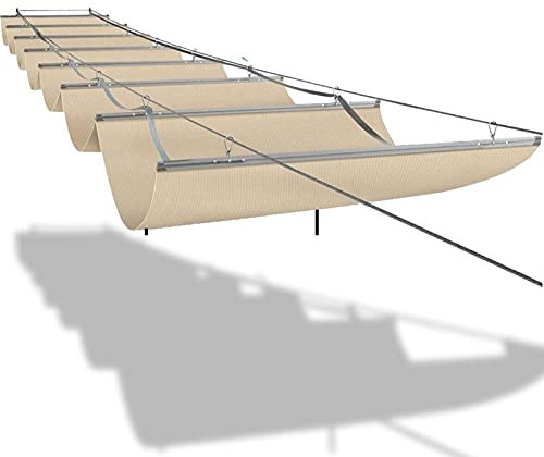 Toldo retráctil para pérgola y estor enrollable con kit de montaje, tamaño grande, 1,1 x 4 m, 55