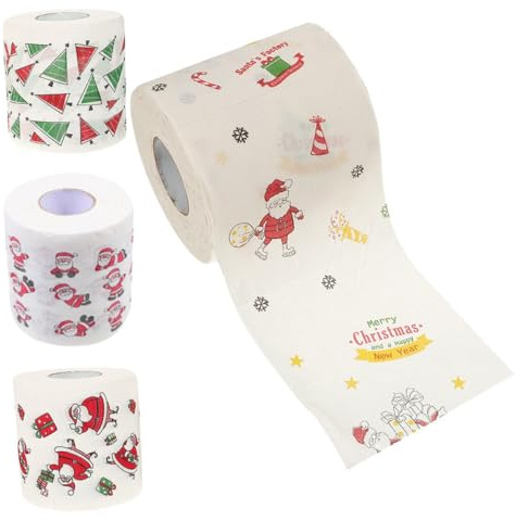 UTHCLO 4rollen Weihnachts Toilettenpapier Festliche Muster Weihnachtsbaum Weihnachtsmann Dekoratives Klopapier Für Feiertage Küchen Und Badezimmerbedarf Weihnachtsgeschenke Für