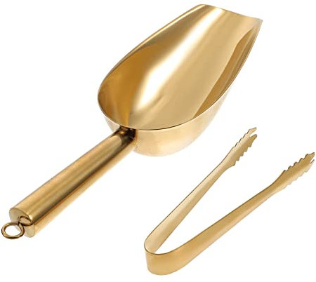 COLLBATH Eisschaufel Und Schöpfzange Aus Edelstahl Mit Rostgeschützter Oberfläche Geruchsneutral Für Küche Und Bar Rutschfester Griff Und Bruchsicheres Design
