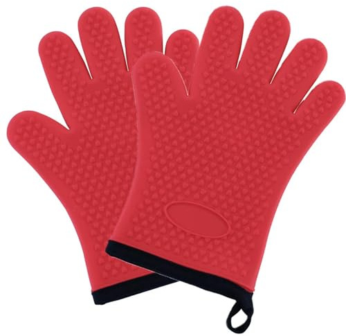 LWDXMYKW maniques Cuisine 1 2pc avec Gants De Grillades Lanyard Glove Cuisson À La Chaleur Chaleur-2pcs Rouge