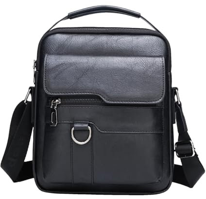 Small Messenger Bag For Men,PU Leather Adjustable Straps Sling Daypack - Large Capacity Lightweight Retro Portable Chest Pack For Business Casual Work Gym