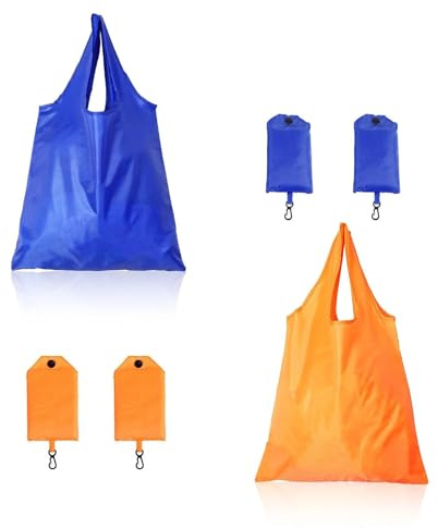 LINTRA 4 Stück Einkaufstasche Faltbar, Einkaufsbeutel Faltbar Wiederverwendbare, Faltbare Einkaufstasche Plastik, Wasserdicht Einkaufstaschen Stabile, für Einkaufen, Strandpartys, Camping