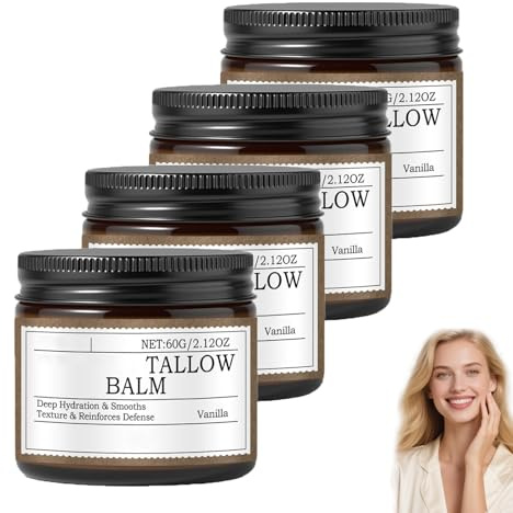 Nötköttstalgkräm för ansiktsvård, Crema De Sebo De Res Para La Cara, Nötköttstalg ansiktskräm med rå honung och ricinolja - Talgbalsam för djup återfuktning, ansiktsfuktighetskräm, icke-fet (4 STÜCKE)