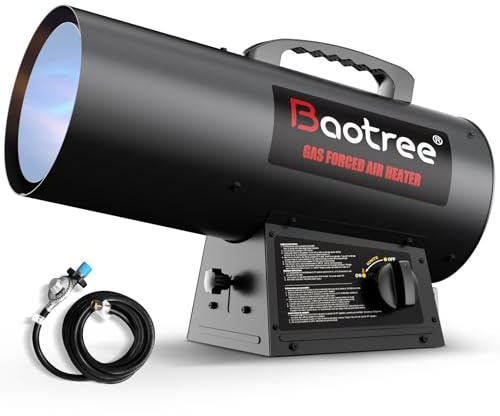 Baotree 60,000 BTU Forced Air Propane Heater, 10 ft Hose with Regulator Included,Portable Space Heater for Garage, Adjustable Liquid Propane for Shop, Jobsite, Construction Sites