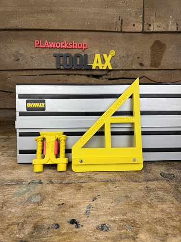 TOOLAX DeWalt Lot de 3 accessoires de rail de guidage en PLA jaune avec butée d'angle de 90 et 45 degrés et pinces en G pour scie à chenille, fabriqué au Royaume-Uni