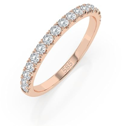 EDELIND Diamant Verlobungsring Damen Gold 585 - Ring mit 17 Diamanten 0.14-0.34 ct ges., Diamantreihe - aus echtem Roségold 14k - mit Geschenkbox - Symbol der Liebe