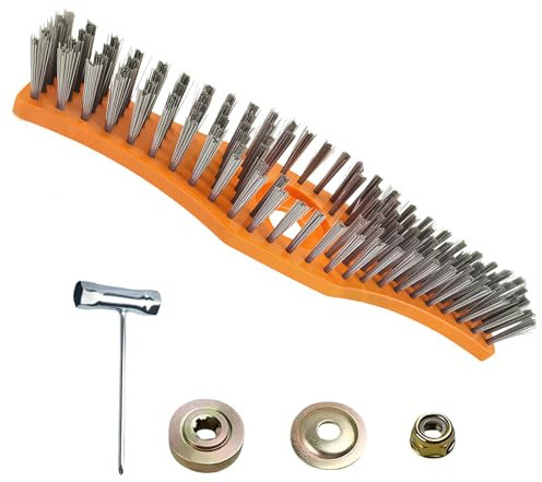 yeeplant Weeding Trimmer Cleaning Brush, 12 in / 30.5 Cm Steel Wire, Mower Dust Removal Tool, High-Efficiency Garden Accessory, Includes Three-Piece Set & Sleeve for Grass Trimmer