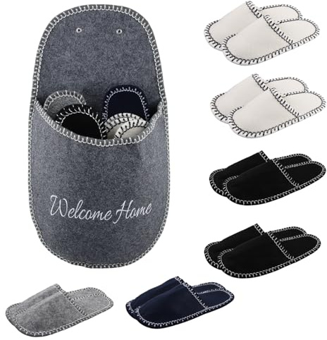 dellyy Pantufas Invitados, Lote de 6 Zapatillas Hotel, Casa, Viaje Mujer, Slippers, por Bibliotecas, Apartamentos, Dormitorios en Familia, Invierno, Navidad