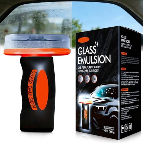 xinrongda Handheld Glass Oil Film Cleaner, Scheibenreiniger Auto, Multifunktionale Windschutzscheiben Reiniger, Glasreiniger Auto, Glass Oil Film Cleaning Brush für Sicht bei Regen und Nebel