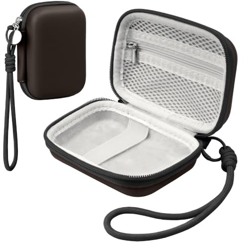 Veki Custodia rigida EVA per fotocamera digitale, borsa compatta con scomparto a zip, astuccio protettivo impermeabile da viaggio per 4K camera, Kodak PIXPRO/Canon IXUS/Sony RX100 (Marrone scuro, M)