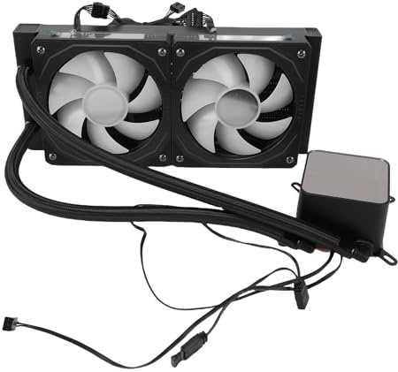 ASHATA Flytande CPU-kylare, 240 Mm AIO-kylare, 2,2 Tums LCD-skärm, ARGB CPU-vätskekylare, Close Loop-vattenkylare för AM4 AM5-sockel, Perfekt för Stationär Speldator (Svart)