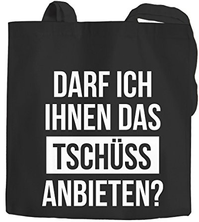 MoonWorks Jutebeutel Spruch-Beutel Darf ich Ihnen das Tschüss anbieten Baumwolltasche schwarz 2 lange Henkel