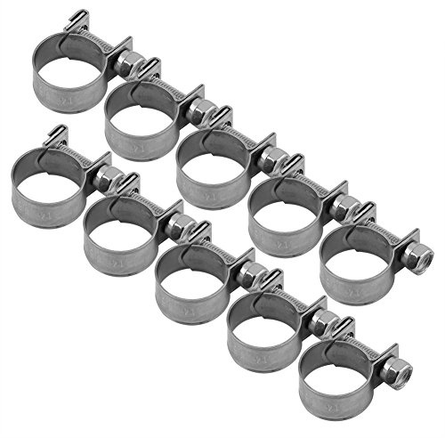 Mini-Schlauchklemmen, 10 Stück, aus Edelstahl,14–16 mm