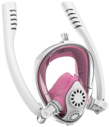Vollgesichts-Tauchmaske Schnorchelmaske 180 ° Panoramablick Anti-Fog- und auslaufsichere Tauchmaske Erwachsene Anti-Fog-Tauchmaske,Pink,L/XL