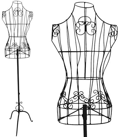 PrimoLiving - Manichino da sartoria in metallo, regolabile in altezza, colore nero, modello P-12901