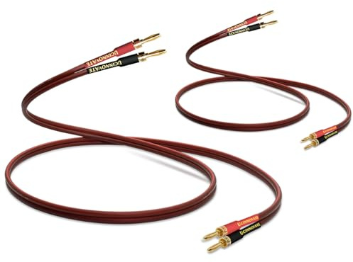 WOWLED HiFi-OFC-Lautsprecherkabel mit Bananenstecker, 2X 2m, vergoldete Bananenstecker, männlich auf männlich, 600 Stränge, 14 AWG, für Audio-Lautsprecher, HiFi-Systeme, Heimkino (2 m)