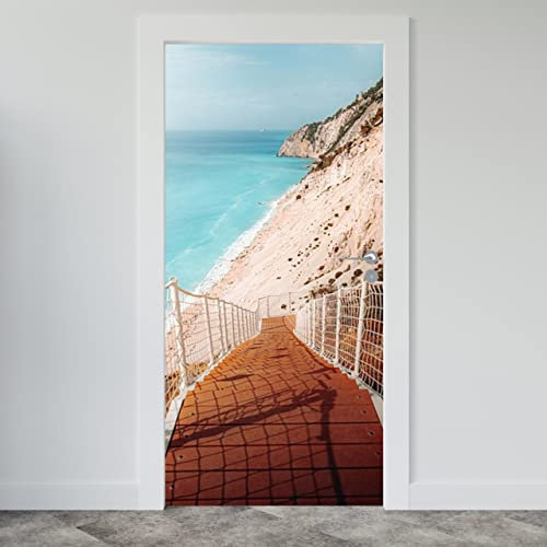 Estika Türtapete selbstklebend - Abstieg zum Strand - 95x205 cm - Einem Bogen Türposter, Modern Türaufkleber, Aufkleber PVC Folie, Klebefolie für türen, Tür tattoo, Modern decoration