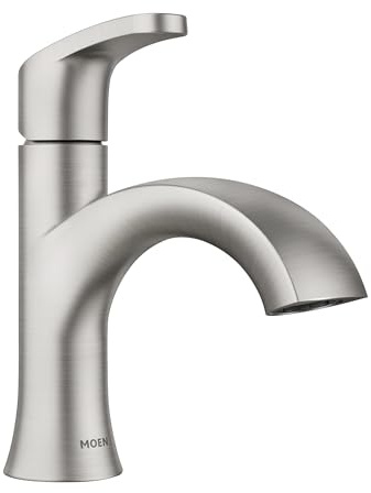 Moen Karis Spot Resist Brushed Nickel One-Handle Single Hole Bathroom Sink Faucet with Optional Deck Plate, 84346SRN