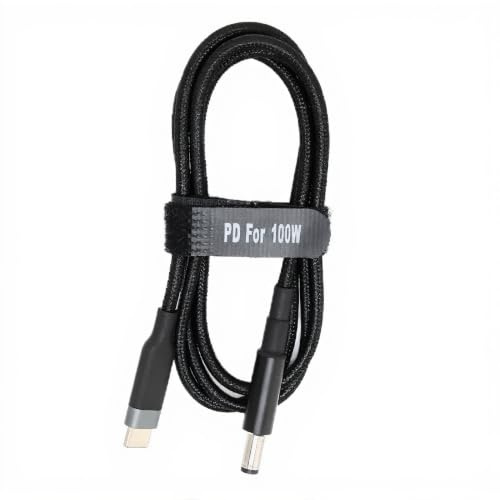 Laptop Charger Cable, 100W USB-C to DC 5.5x2.1mm Power Cord, 20V/5A Input, Durable Wear-Resistant Power Supply Cable for Home and Office Use, 2 Meters