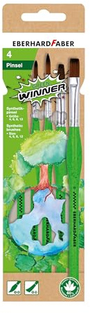 Eberhard Faber 579927 - Synthetik Pinselset Green Winner, 2 Rundpinsel und 2 Flachpinsel | 2 Rundpinsel und 2 Flachpinsel