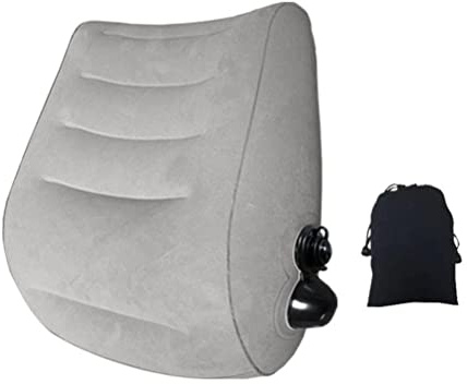 Sahgsa Cuscino da viaggio gonfiabile, cuscino per la schiena portatile, cuscino gonfiabile, supporto per lordosi con custodia, comodo cuscino per maggiore tenuta e comfort di schiena, testa e