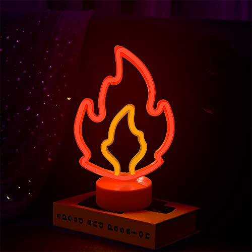 ALEENFOON Licht Zeichen LED Neonlicht Raumdekor Nachtlichter Batteriebetriebene und USB-betriebene Innenbeleuchtung Nacht- und Tischlampen für Schlafzimmer Weihnachtsfeier Bar (Flamme)