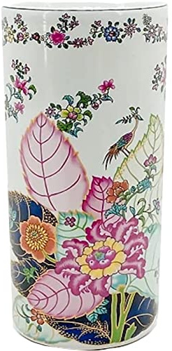 M S L Pink Floral Ceramic Umbrella Stand Walking Stick Stand Large Vase