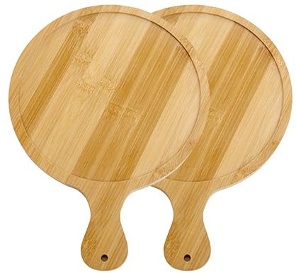 Bandeja para Servir Pizza, Bandeja de Madera, Bandeja de Madera Decorativa Hecha a Mano Multiusos, Plato Redondo de Madera para Servir Pizza para Restaurante(10in for 9in Pizzas)