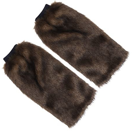OFFSCH 40cm Lange Damen Beinwärmer Aus Kunstpelz Plüsch Stiefelmanschettenbezug Braun Winterwarm Für Kalte Tage