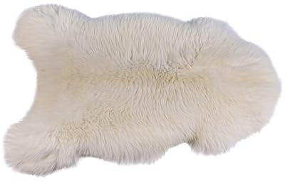 KABAJA Lammfell Echt - Teppich Flauschig - Natürliche Schaffell Weiß 100-110 cm - Deko Wohnzimmer Fell Decken - Weich Schaffelldecke - Schlafzimmer Lammfelle - Naturfell