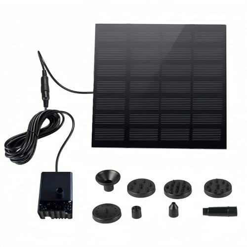 Upgraded Solar Water Pump with 6 Nozzles, Separate Solar Panel, Pond Pump for Bird Bath, Fish, Small Pond, Garden Decoration