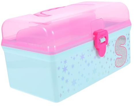 BESTonZON Spielzeugkoffer Mit Deckel Cartoon-design Aufbewahrungsbox Für Brettspiele Puzzles Kleinigkeiten Organizer Box Mit Griff Und Schnallenverschluss