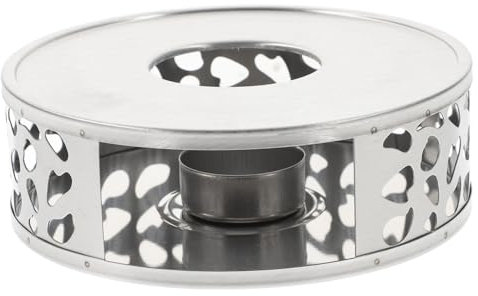 TOPBATHY Teapot Warmer Base Dirt Resistant Stainless Steel and with Candle Holder, Portable Tea Pot Heating Stand for Silver Desktop Decoration Coffee Shop Use
