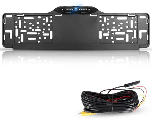 Hodozzy Caméra de Recul 1080P pour Voiture, Support de Plaque D'Immatriculation Universel Camera de Recul Vision Nocturne Étanche Grand Angle de Vue Réglable pour Véhicule 12V Caméra Arrière Filaire