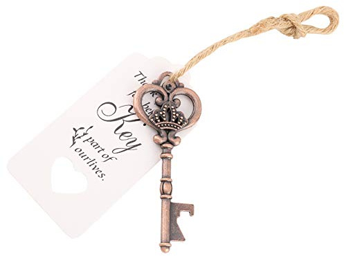 Abrebotellas con Cordel Abridor de Botellas en Forma de Llave con Cordel para Tarjeta de Etiqueta para Fiesta de de Invitados de Boda (50 piezas + etiqueta + cuerda de cáñamo)