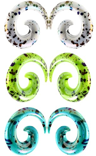 1 SET 2 mm(12 G) Acryl Dehnspiralen Plugs Tunnel Kegel Dehnungsschnecke Acrylkegel Ohrstecker Dehnschnecke Kit Ohrringe Dehnstab Piercing Spirale Ohr Expander Frauen Herren Weiß/Grün/Cyanfarben