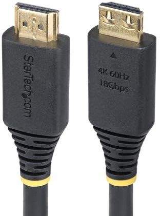 StarTech Câble HDMI 4,5m avec Connecteurs à Verrouillage, 4K 60Hz UHD, Noir | 18 Gbps, 1440p 144Hz, HDR10, Gaine TPE, Haut débit