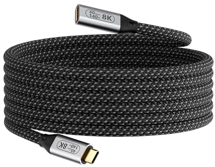 USB4 long Verlängerungskabel 40gbps 3 m,140W Schnellladen Kompatibel mit usb c verlängerung thunderbolt 4/3 Verlängerungskabel,8K@60Hz Videoübertragung Kompatibel mit Laptop,Monitor,Smartphone,Tablet.