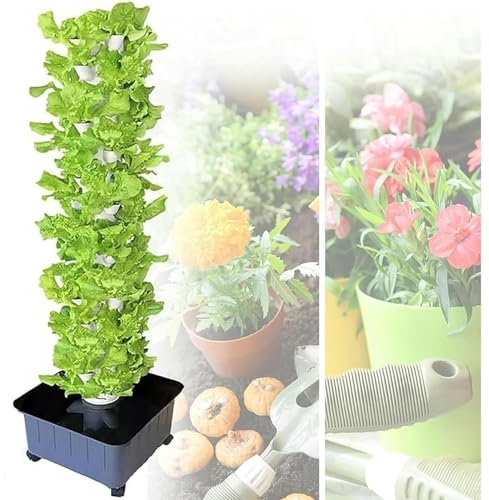 PTSZNGS Tour hydroponique, aquaponie, kit de Culture aéroponique en Tour pour Herbes, Fruits et légumes (45 Trous)