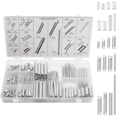 200 Stück Feder Zugfedern Sortiment, 20 Größen Metall Druckfeder Set für Bastelprojekte, Reparaturen und Modellbau