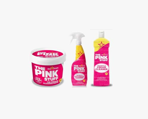 Stardrops The Pink Stuff, Set de Limpieza 3 Productos, Pasta Milagrosa 850g, Spray Multiusos 750ml, Crema Limpiadora 500ml, pack ahorro completo