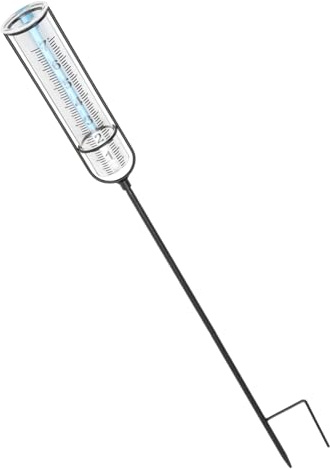 CIYODO Pluviomètre de Jardin Transparent avec Piquet Métallique Jauge de Pluie Résistante Gel Outil de Mesure Précise pour Extérieur et Jardin