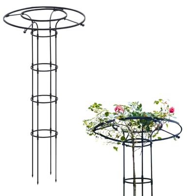 Rankhilfe Garten 120 150 180 cm Obelisk Rankhilfe Brombeeren für Pflanzen Rankgitter Rosen, Rankgerüst Rankturm für Rosen Blumen und Tomaten Kletterpflanzen Rankobelisk(Black,HIGH: 180cm/5.9ft)