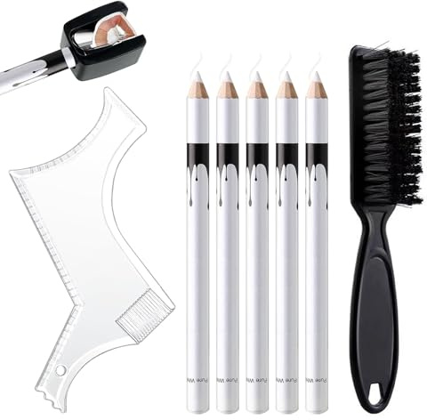 9 Piece Beard Shaping Tool, Professional Grooming Kit with Beard Pencil, Razor Comb, and Cleaning Brush, Ideal for Home Barbering and Travel Use