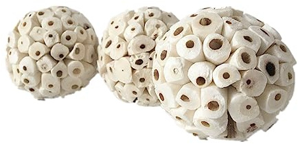 Kelisdi 3 Stück/Set übergroßer Haustier-Zahnreiniger, Kauball, natürliches Backenzahnspielzeug für Hamster, Chinchillas, Kaninchen, Schleif-Spielzeug, Bissen, Futterball für Vögel, Futtersuche