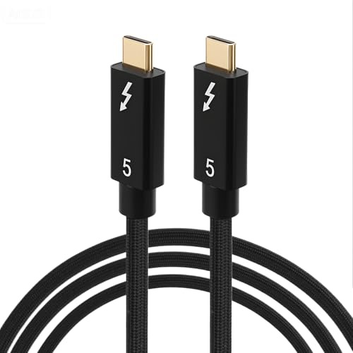 Thunderbolt 5 - Cable USB C a USB C, rápido USB-C a 240 W y 80 Gbps, carga de vídeo simple 16 K@30 Hz y doble 6 K/8 K@60 Hz para MacBook, iPhone, Samsung Galaxy