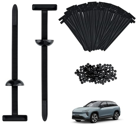 Mcbazel 200 Piezas Brida Universal para Cables, Soporte Autoblocante Resistente a los Rayos UV, con Pasador y Botón, Corbatas de Cable para Automóviles, Construcción, Reparaciones [Negro]
