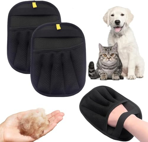 STOAT®Gants Électrostatiques Anti-Poils Chats/Chiens 2025 - Outil Toilettage & Dépoussiéreur pour Canapé, Moquette, Siège Auto, Vêtements, Lit (2 Gants à enlever Poils pour Animaux)