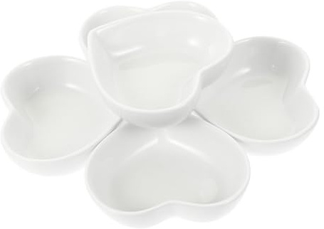 Hemobllo 6 pezzi Piattini Cuore in Ceramica Bianca Ciotoline per Salse e Condimenti per Soia Spezie e Snack per Casa Ristoranti e Buffet Riutilizzabile